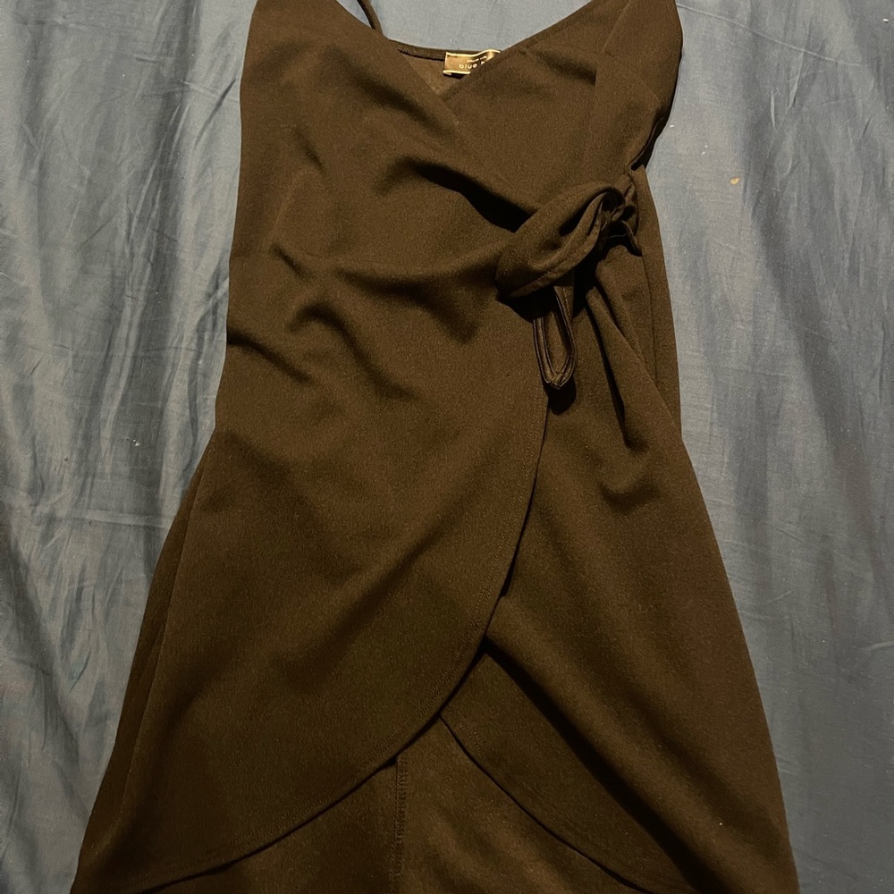 Short black wrap dress